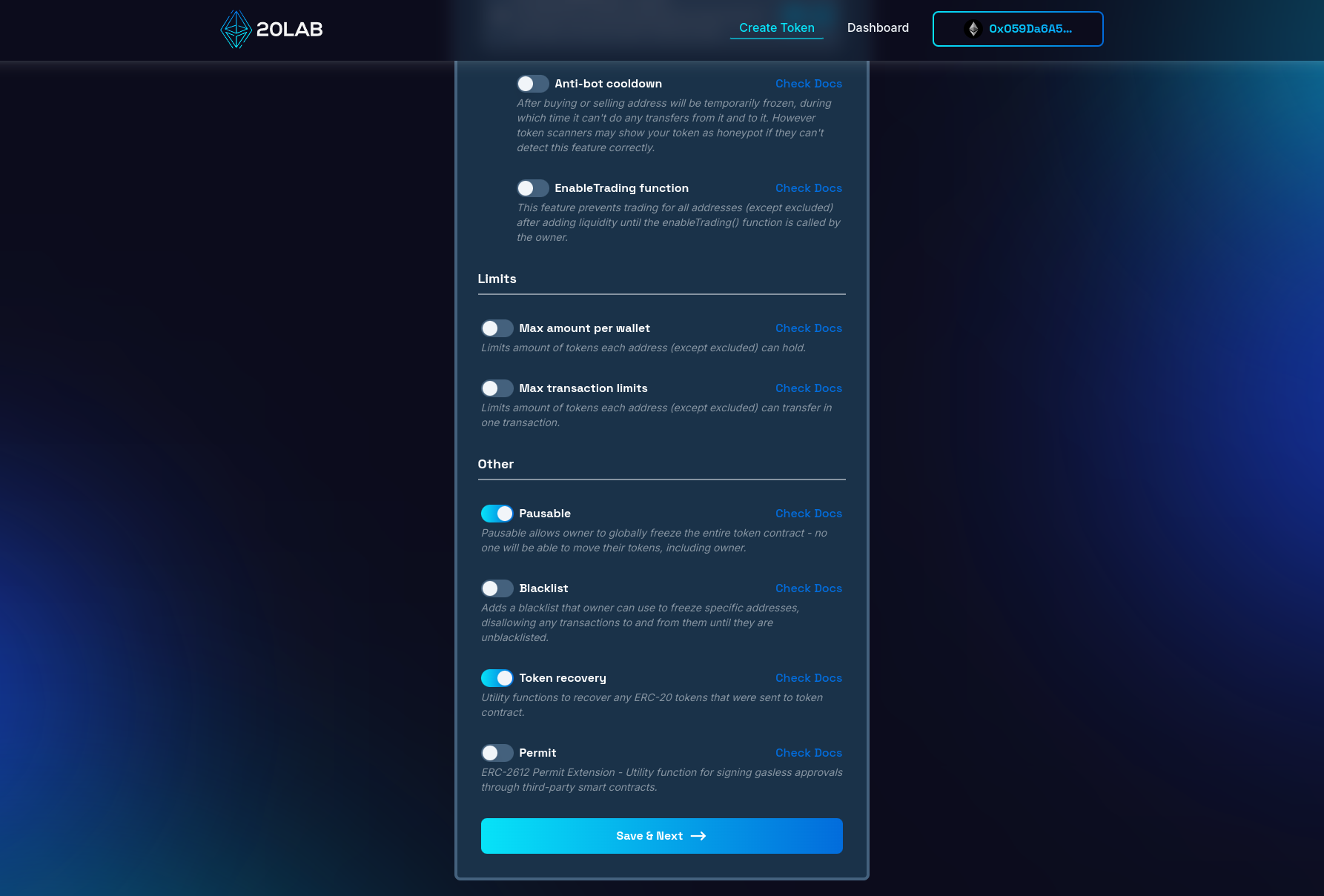Enabling pausable feature for ERC-20 token