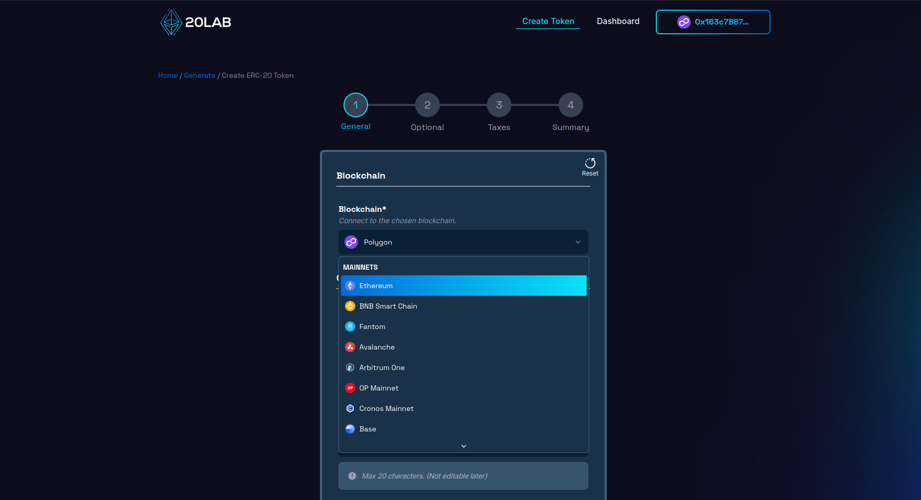 Changing blockchain in generator page to Polygon