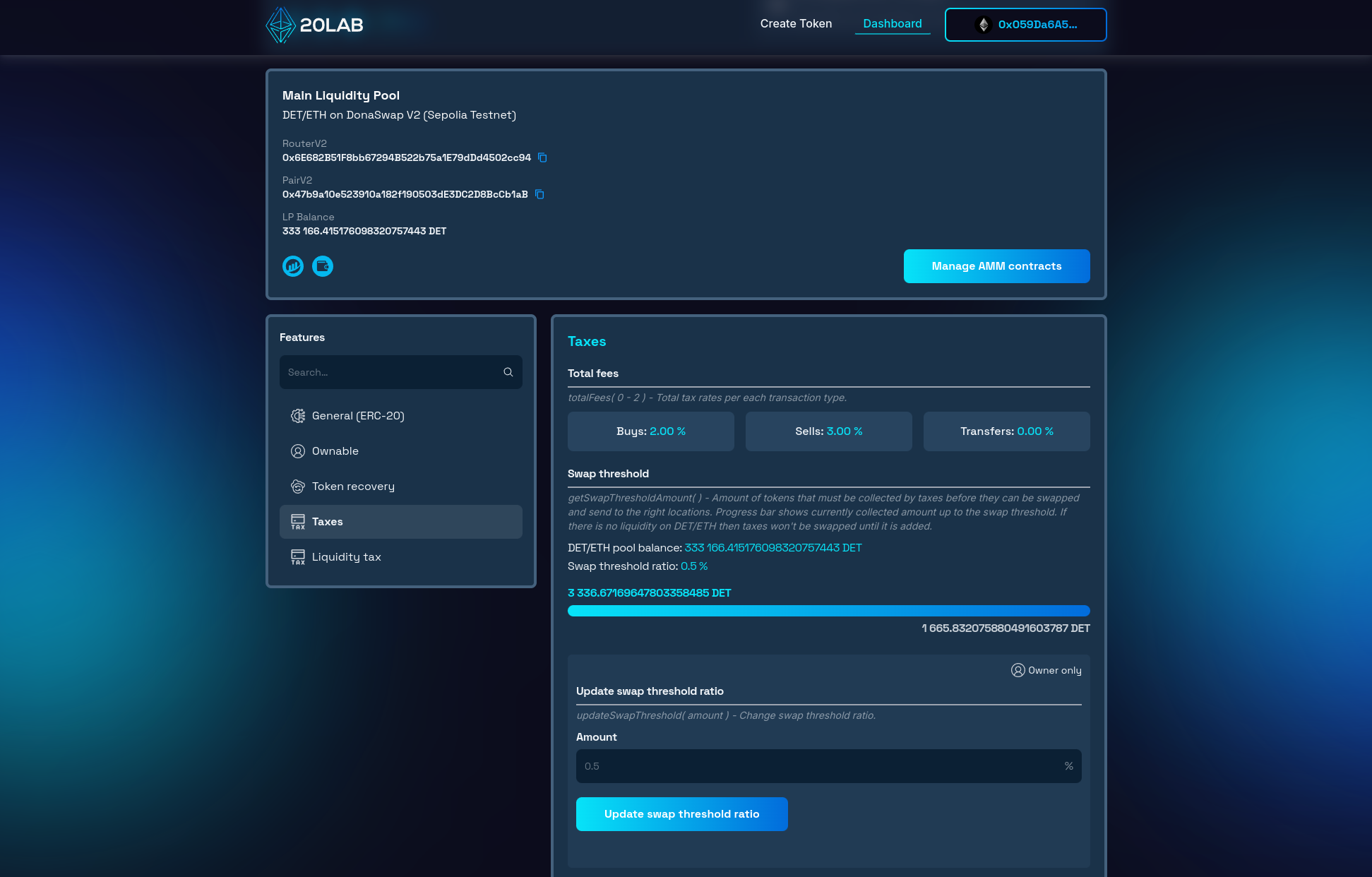 Token ready to add liquidity, swap threshold filled
