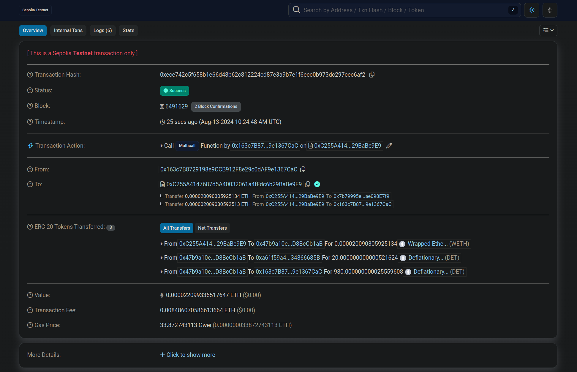 Fee for liquidity tax being sent to token contract