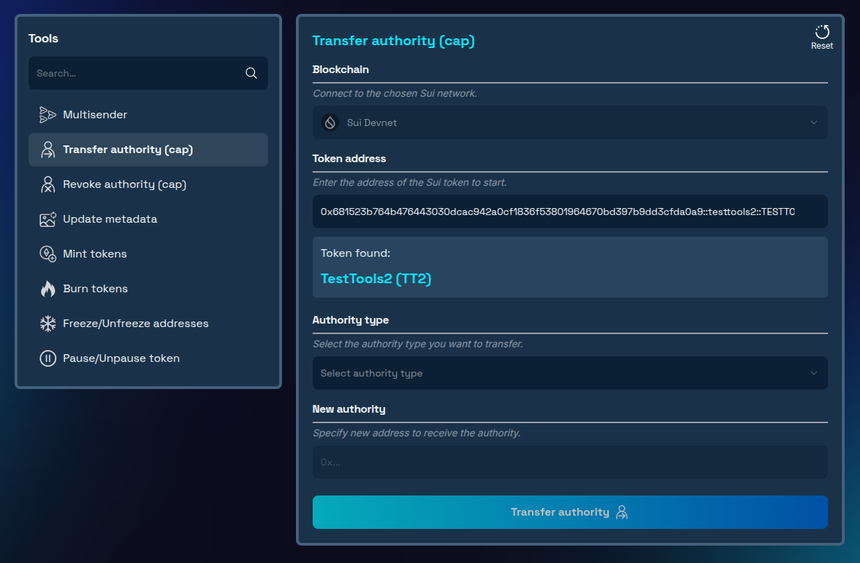 Token address added in interface