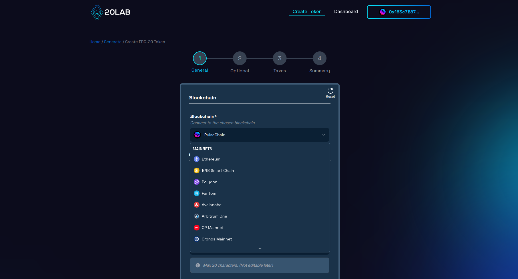 Changing blockchain in generator page to PulseChain