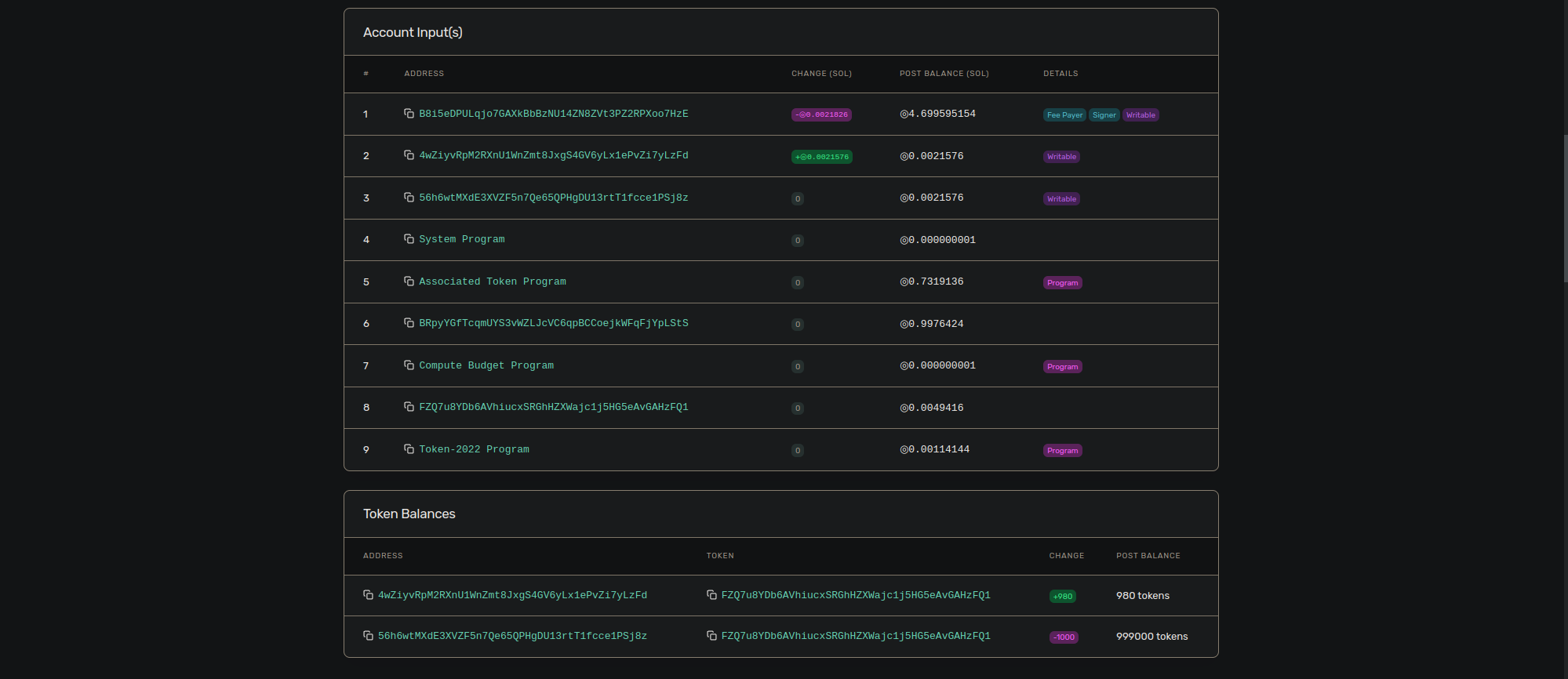 Block explorer transaction receipt showing transfer tax in effect