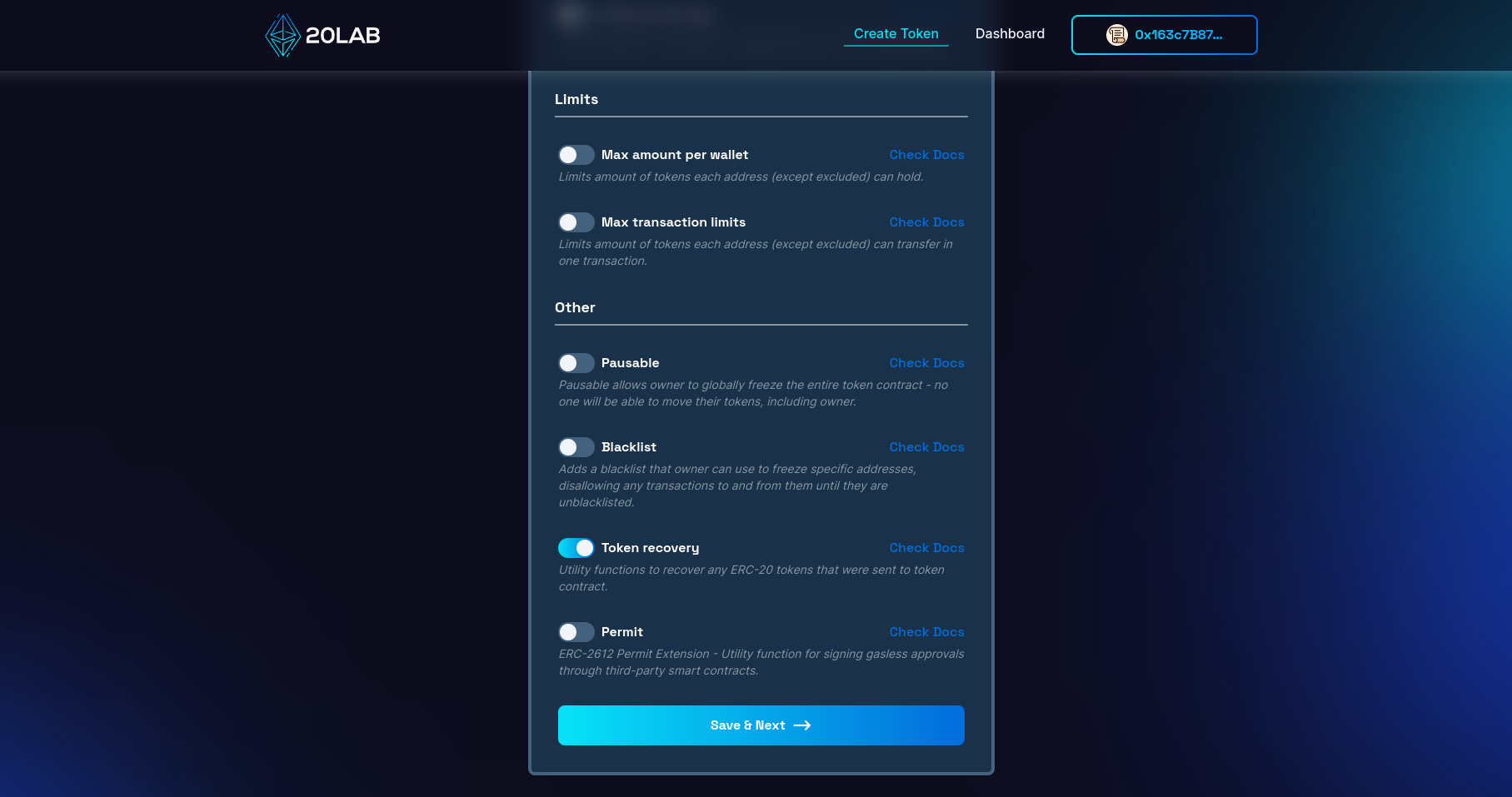 View on token recovery feature in generator