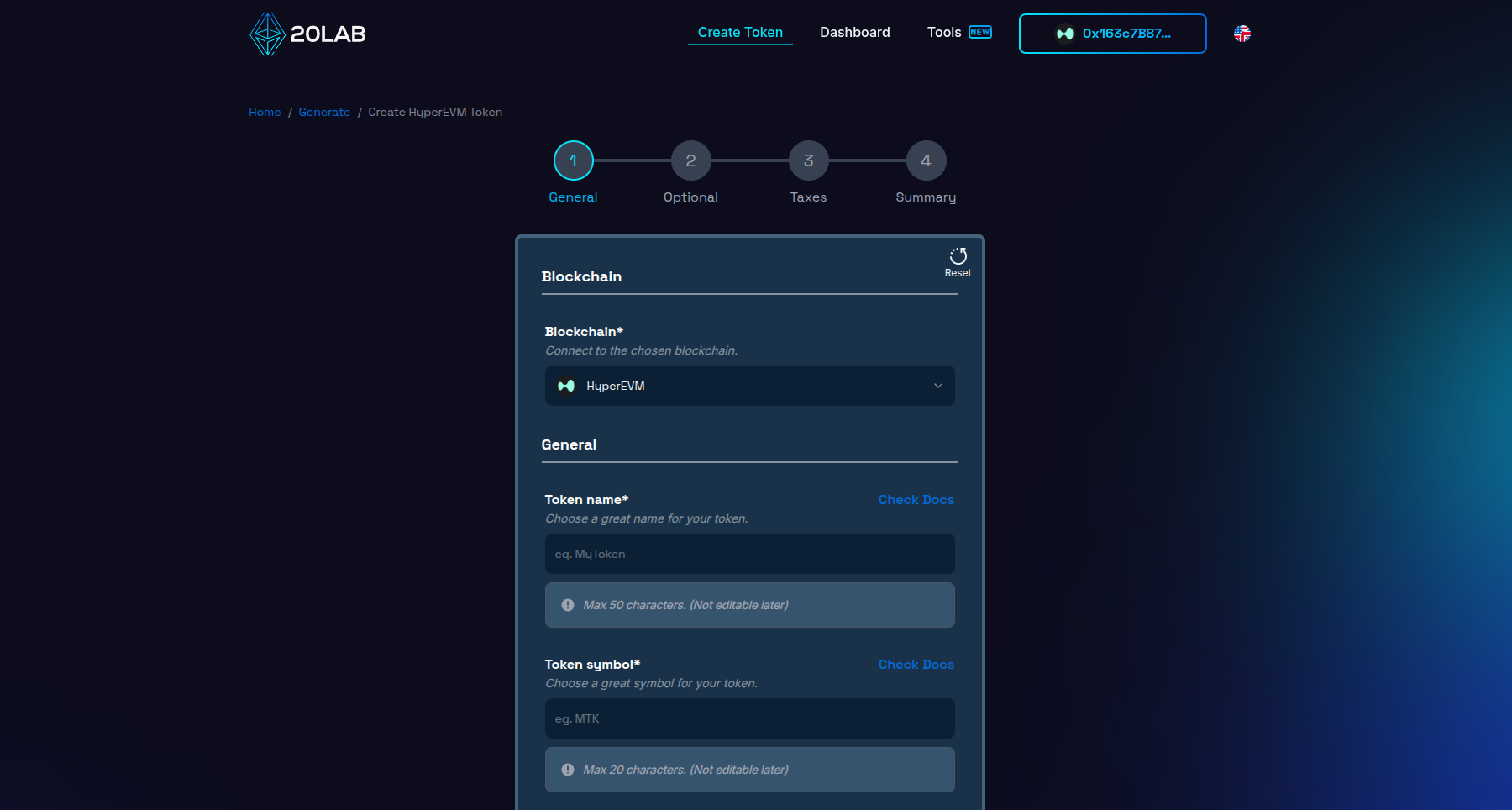 Changing blockchain in generator page to HyperEVM