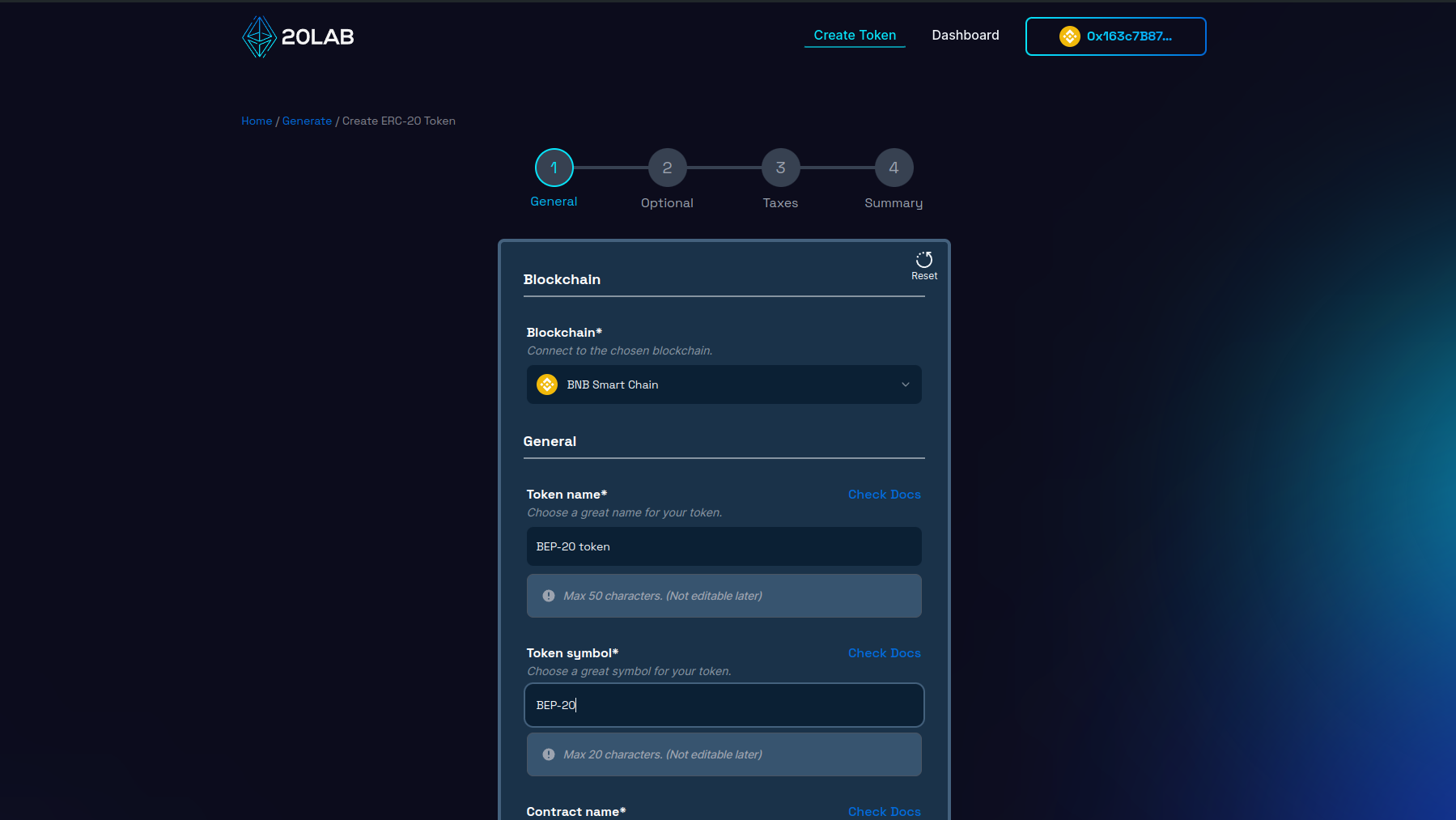 Changing blockchain in generator page to BSC