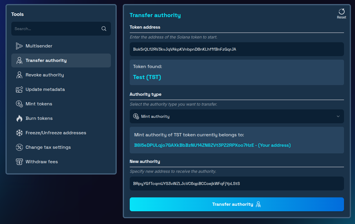 New mint authority recipient added
