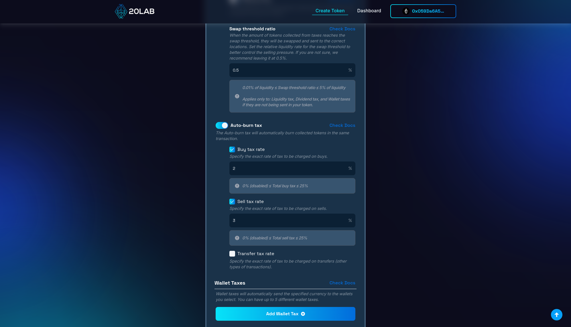 Adding auto-burn tax for ERC-20 token