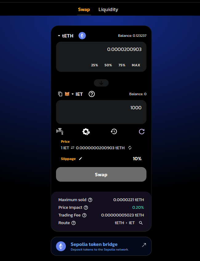 Buying ERC-20 token with wallet taxes