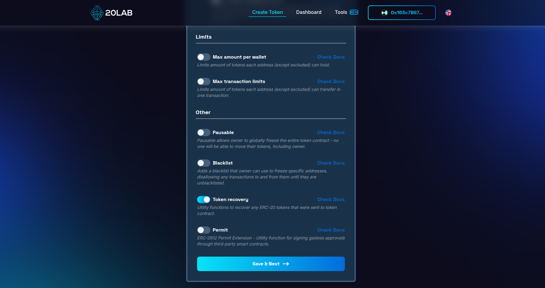 View on token recovery feature in generator