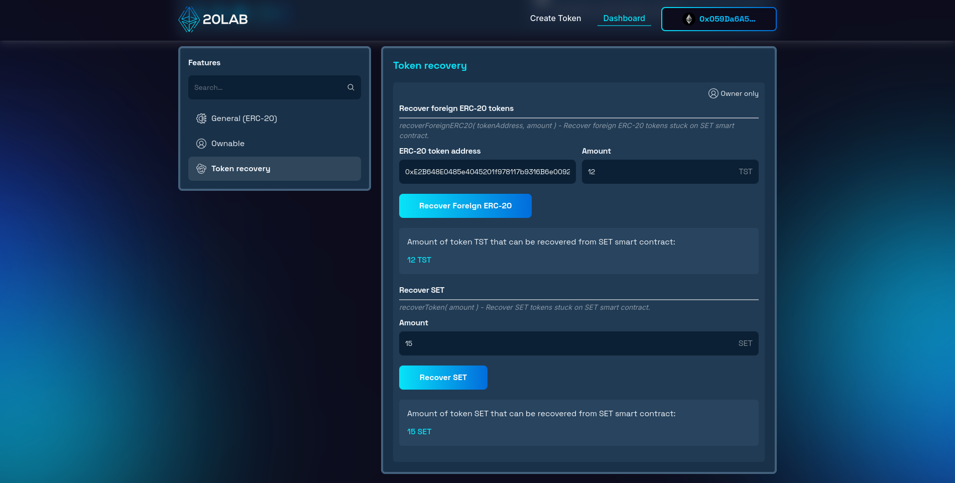 Recovering stuck tokens