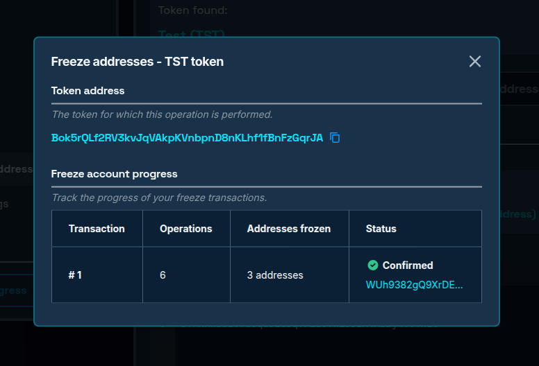 Freeze operations tracking window