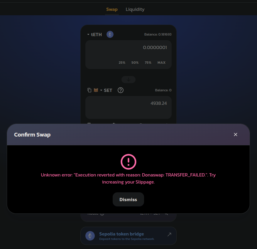 Error screen when trying to buy from different address before enabling trading