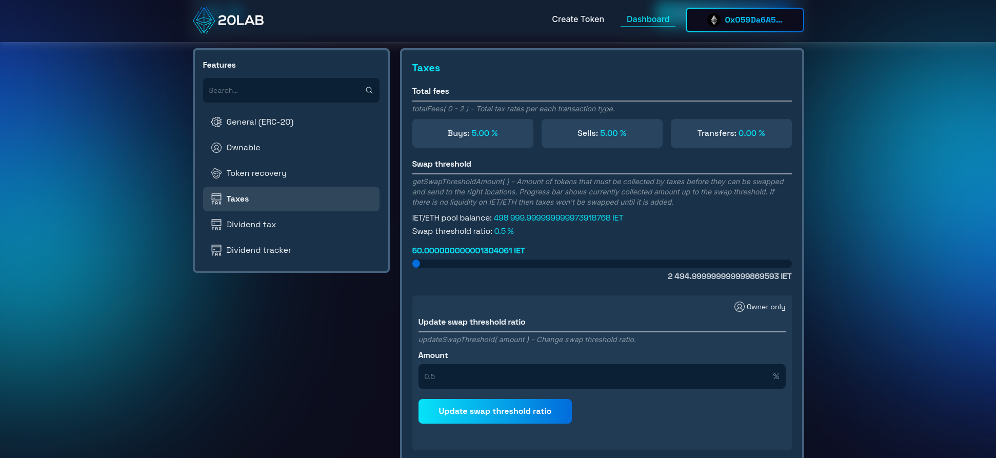 Swap threshold progress after purchase