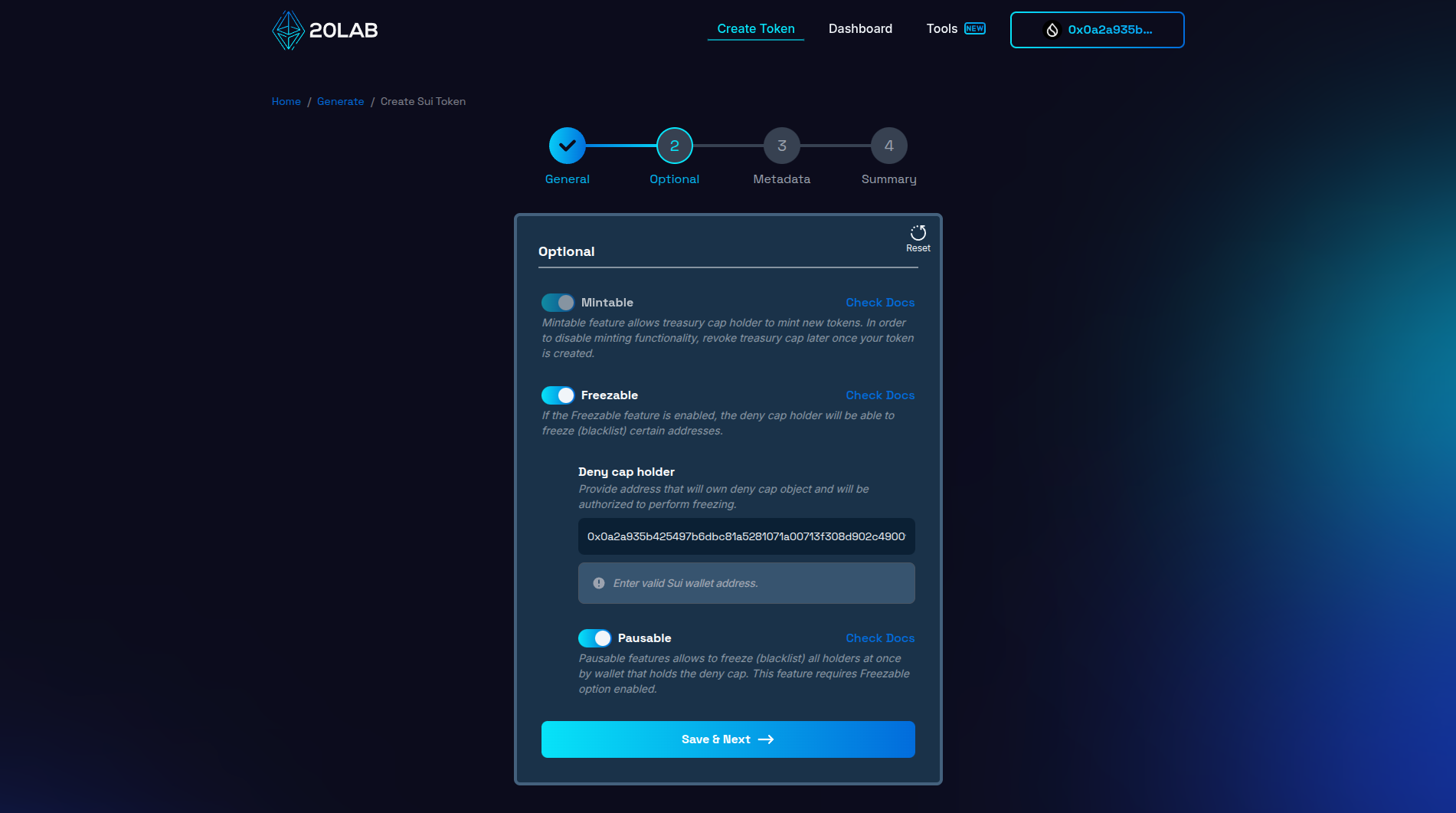 Enabling Pausable feature during Sui token generation