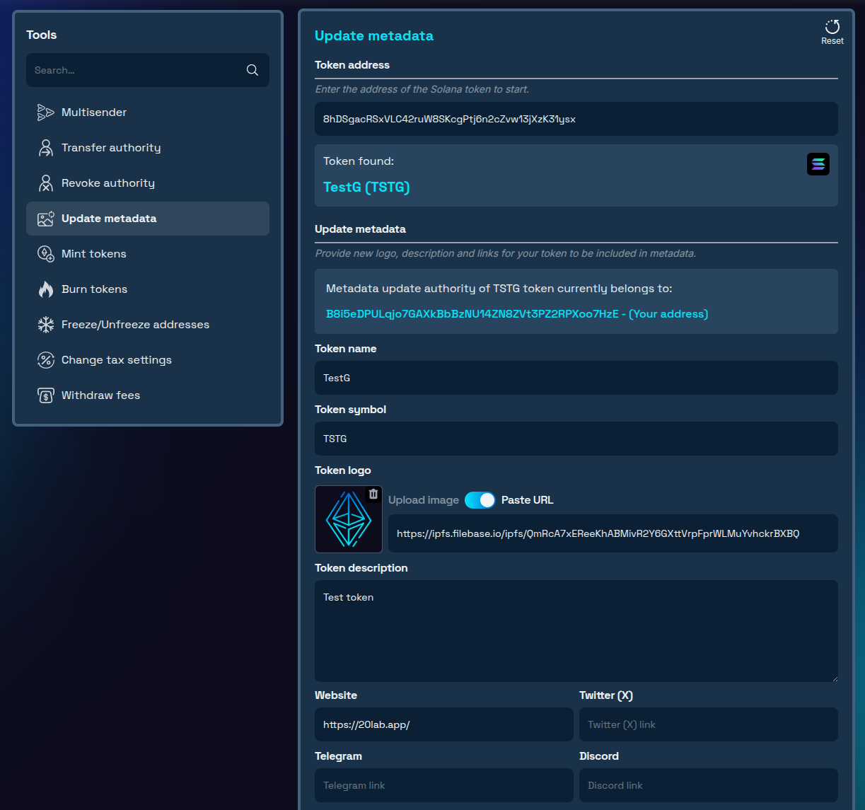 New logo, description and website URL provided