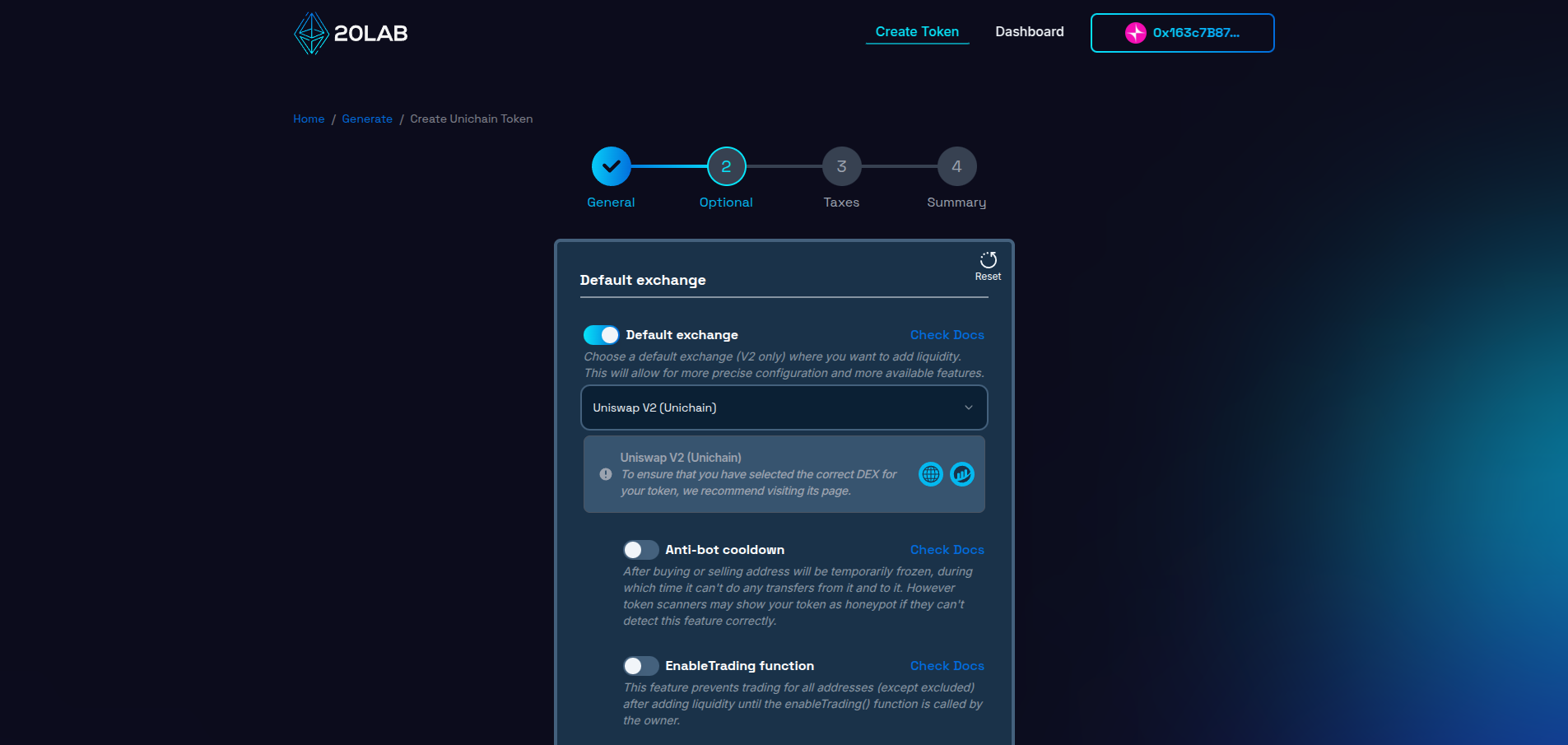 Selecting default exchange for ERC-20 token