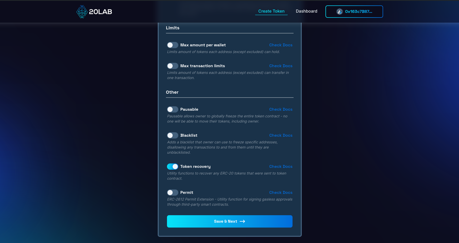 View on token recovery feature in generator