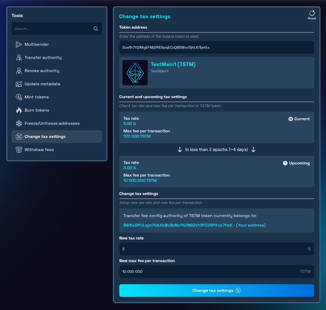 Tool interface tracking upcoming change after confirming transaction