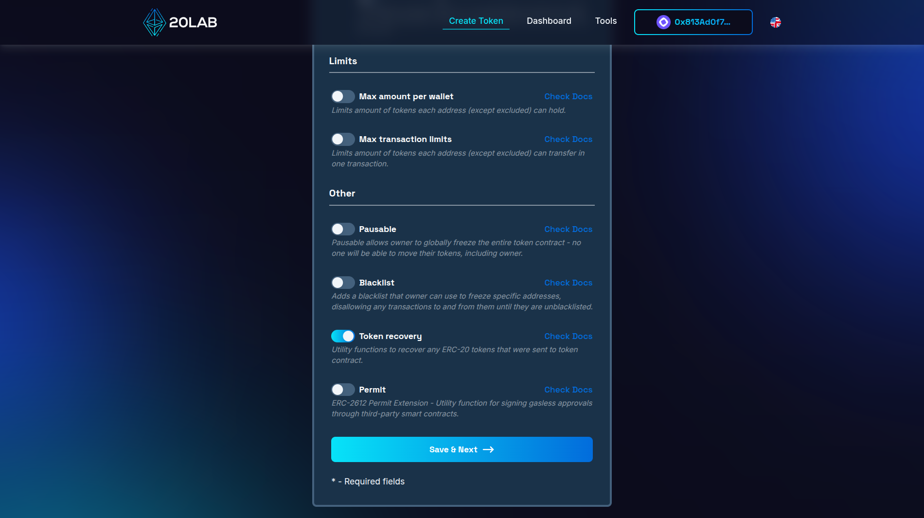 View on token recovery feature in generator