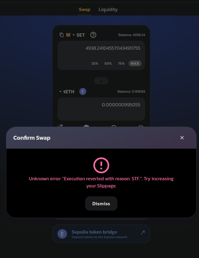 Error screen when trying to sell