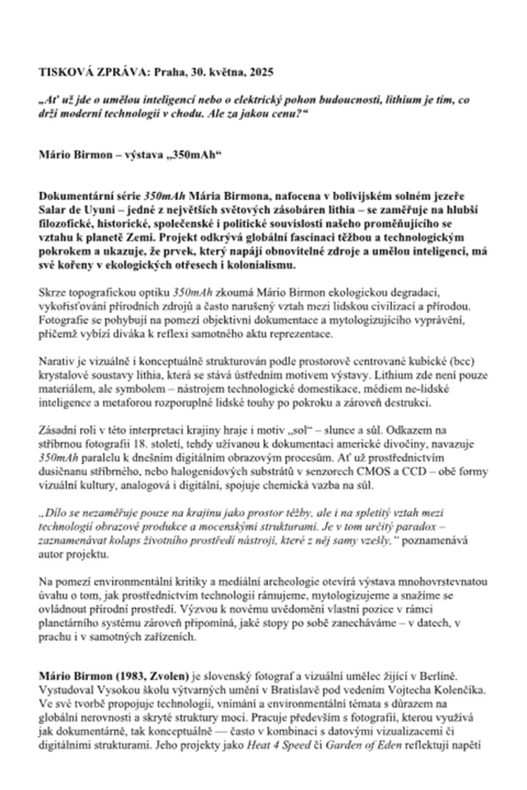 tisková zpráva Mario Birmon