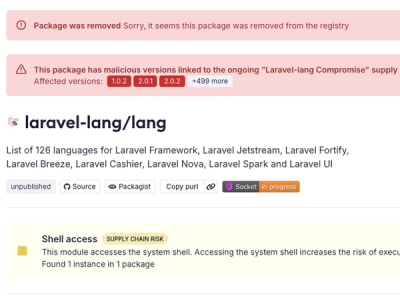 Laravel Lang Compromised with RCE Backdoor Across 700+ Versions