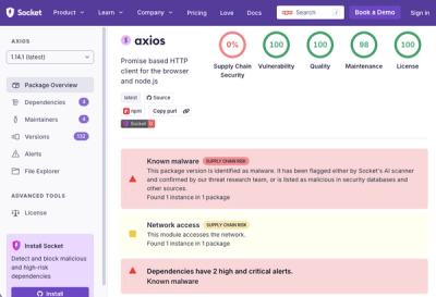 Supply Chain Attack on Axios Pulls Malicious Dependency from npm