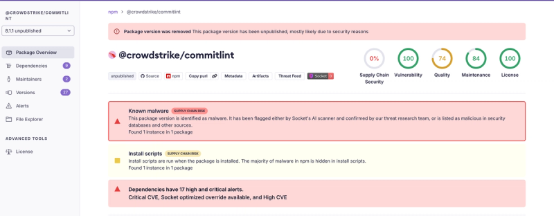 Updated and Ongoing Supply Chain Attack Targets CrowdStrike npm Packages