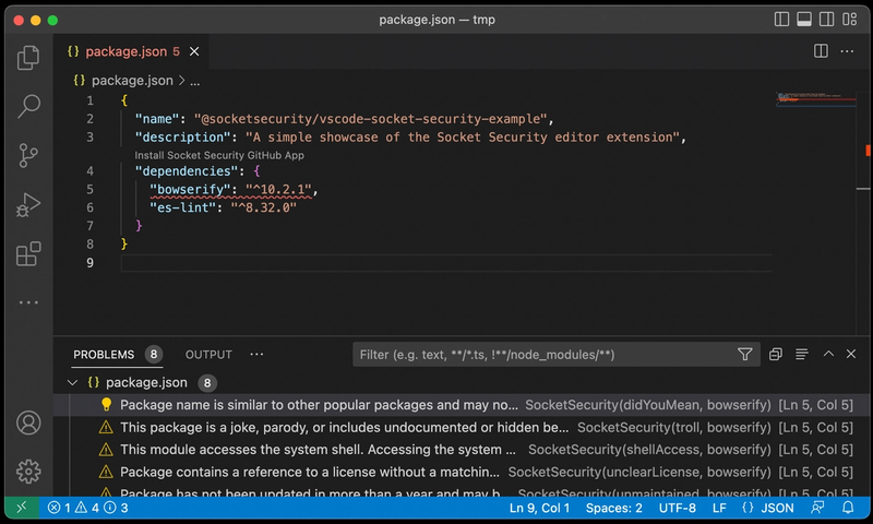 Socket VSCode Extension