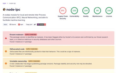 node-ipc Package Compromised in Supply Chain Attack