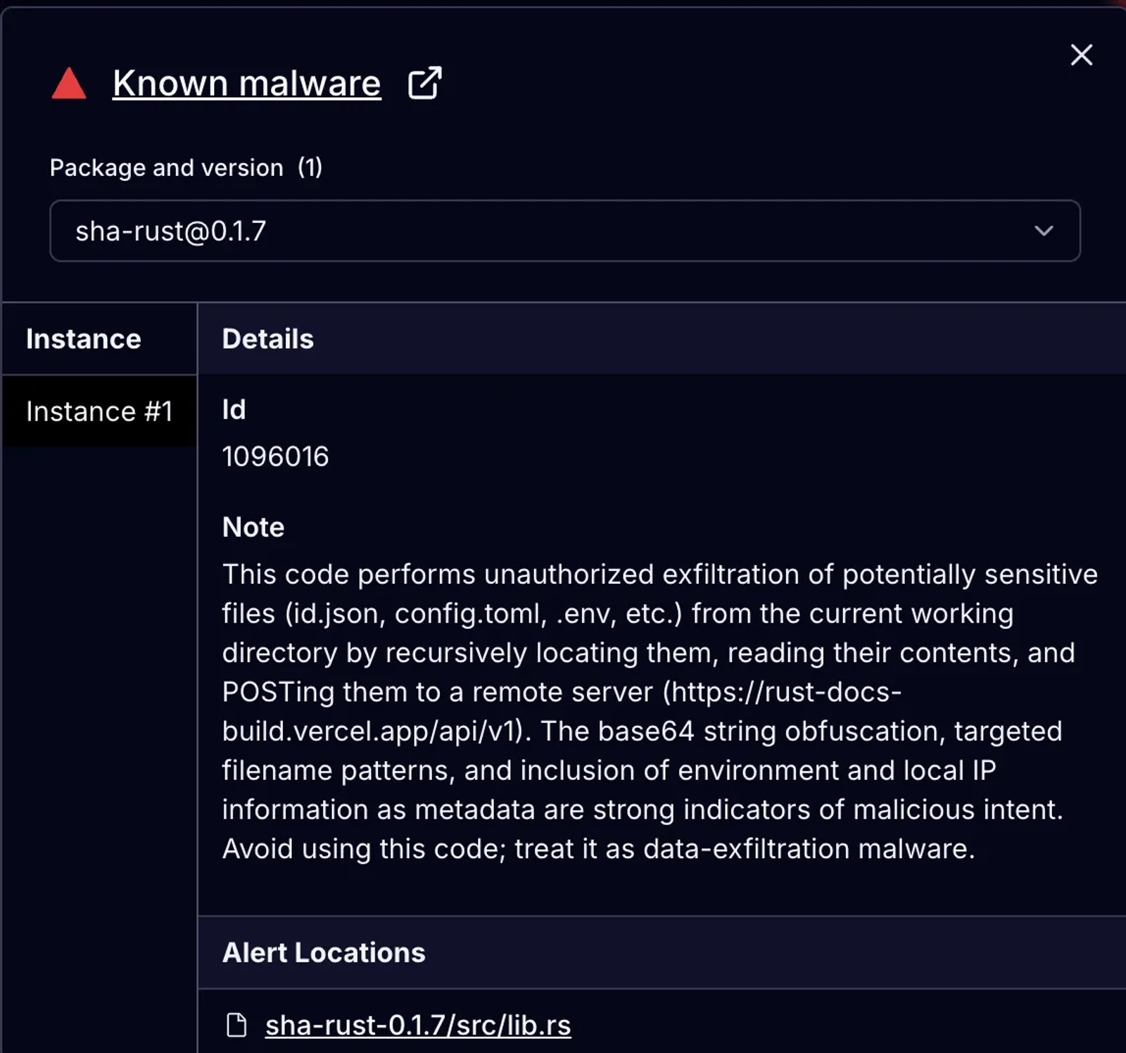 Malicious Crate Mimicking ‘Finch’ Exfiltrates Credentials via a Hidden Dependency