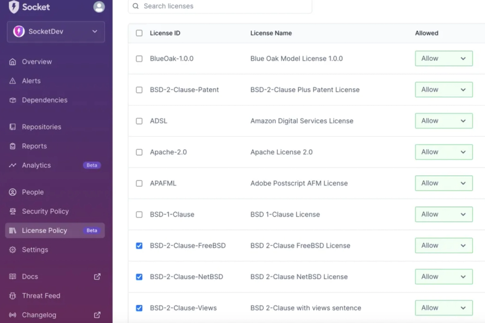 Introducing License Enforcement in Socket