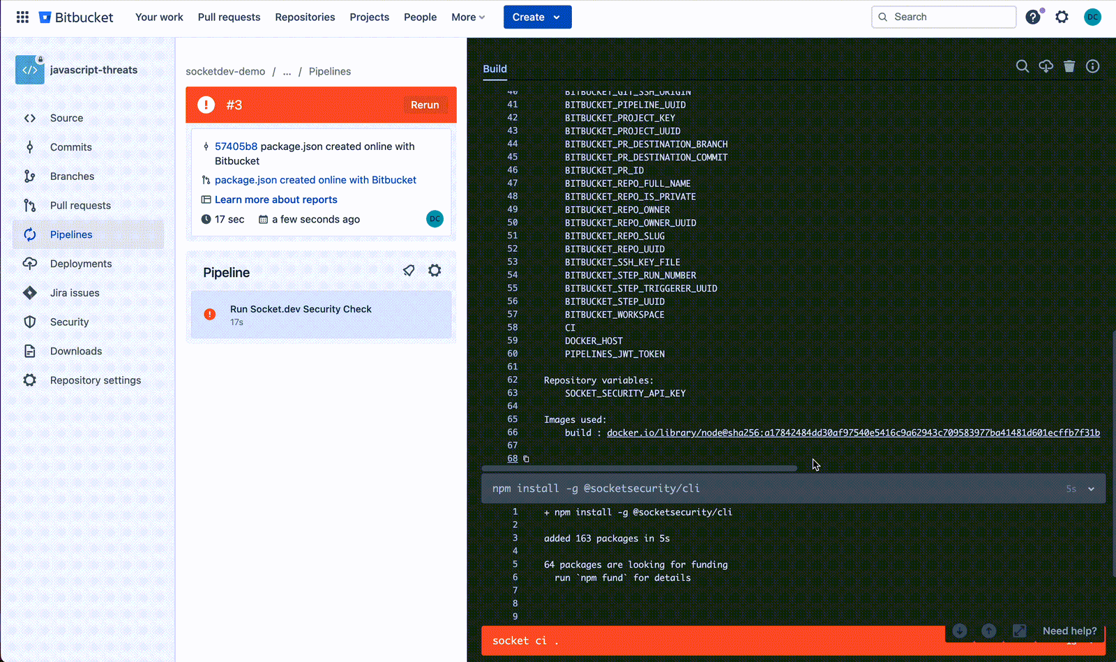 How to Integrate Socket Into Your Bitbucket Pipeline