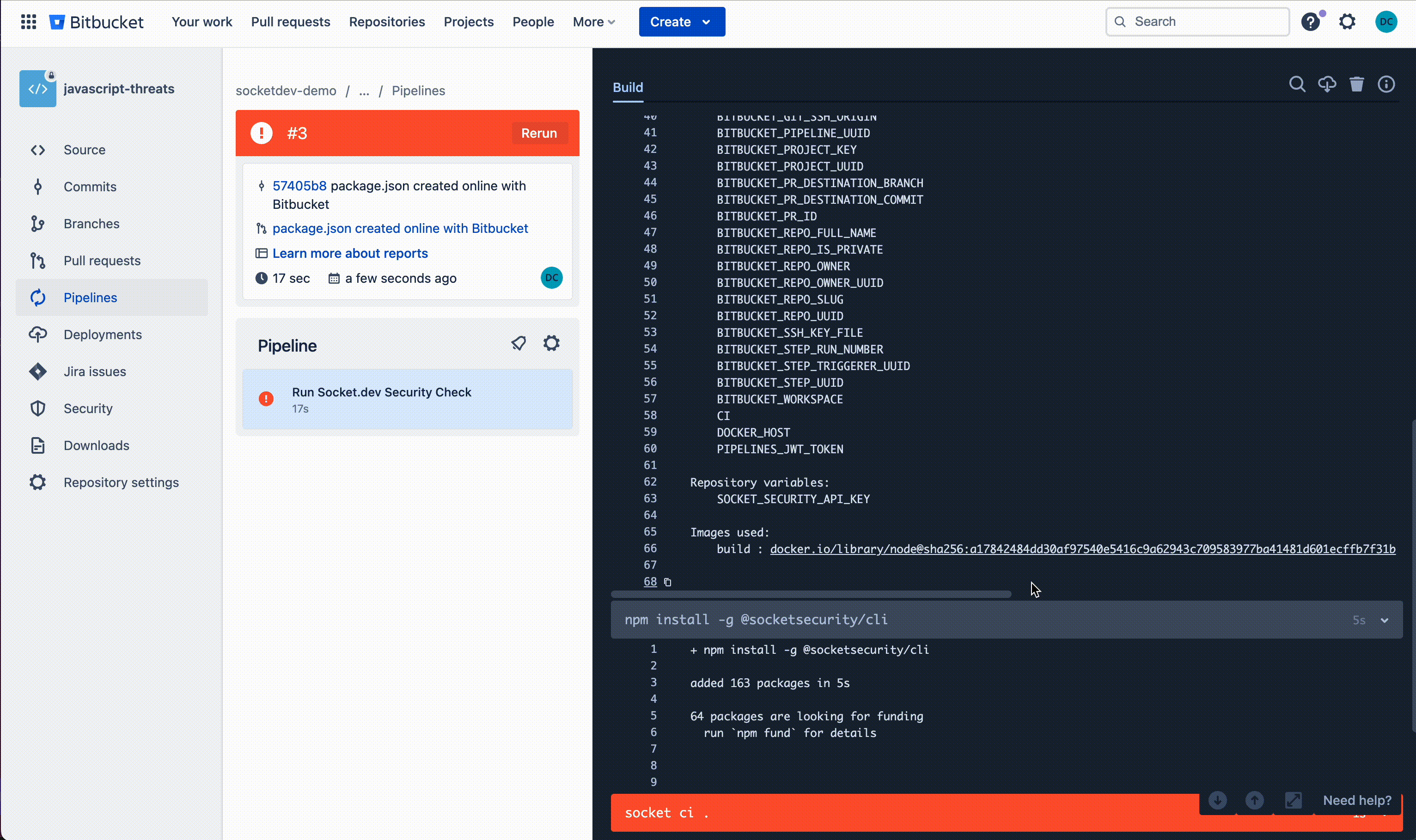 How to Integrate Socket Into Your Bitbucket Pipeline