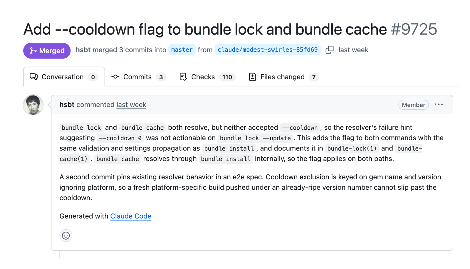 Ruby's Bundler 4.0.18 Extends Cooldown to bundle lock and bundle cache
