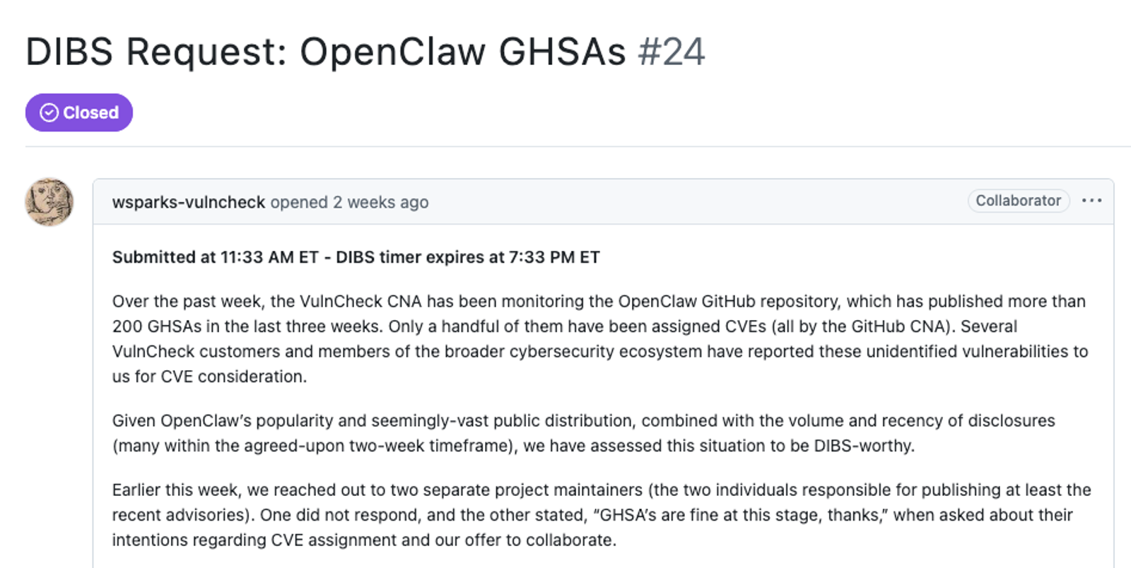 
VulnCheck Calls DIBS on OpenClaw (Source : Socket).