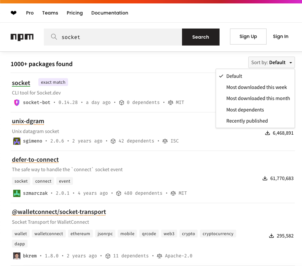 npm Updates Search Experience with New Objective Sorting Opt...