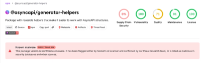 Compromised npm Packages in the AsyncAPI Namespace Deliver Miasma Botnet Loader