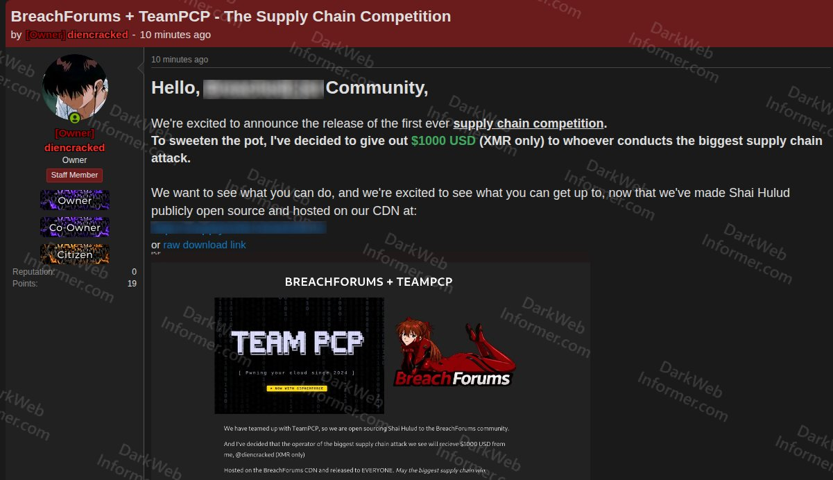 Collaboration with TeamPCP (Source : Dark Web).