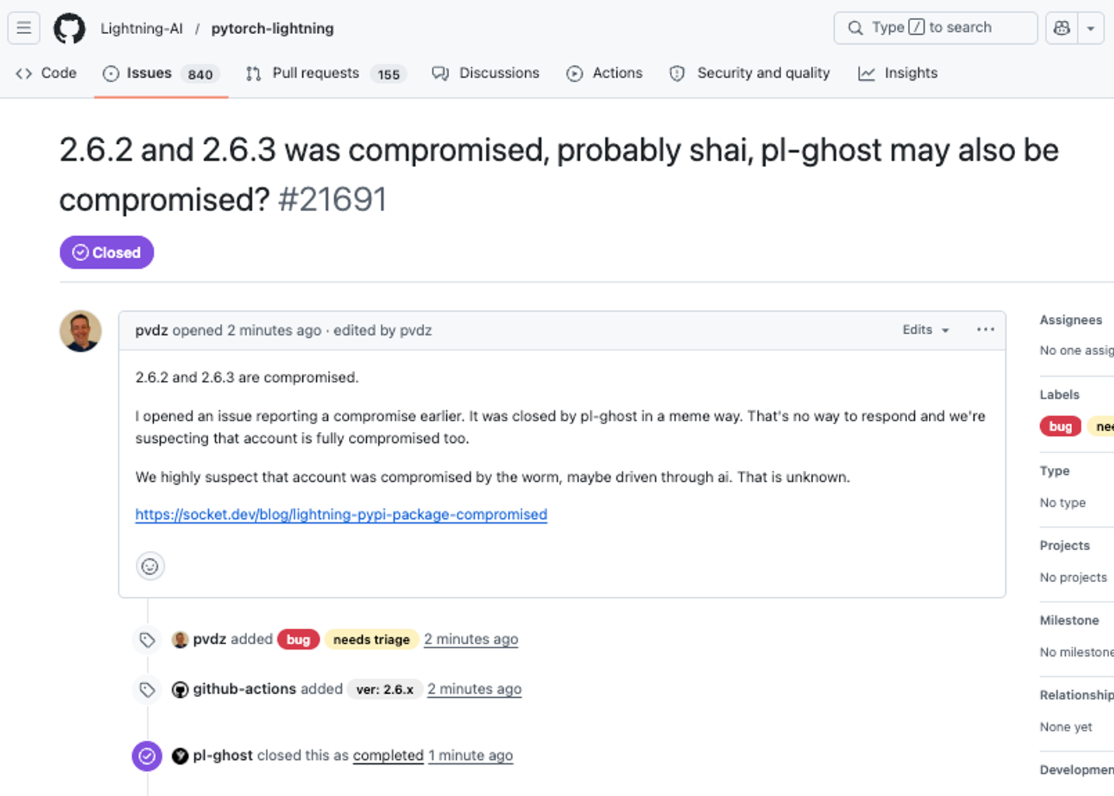 lightning PyPI Package Compromised in Supply Chain Attack