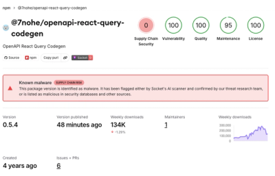 OpenAPI React Query Codegen Compromised in Mini Shai-Hulud npm Supply Chain Attack