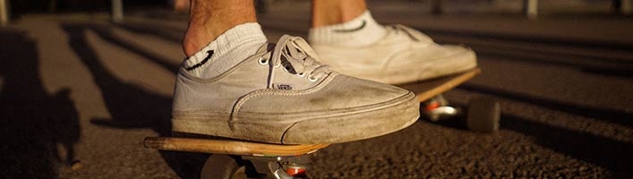 feet on a skateboard