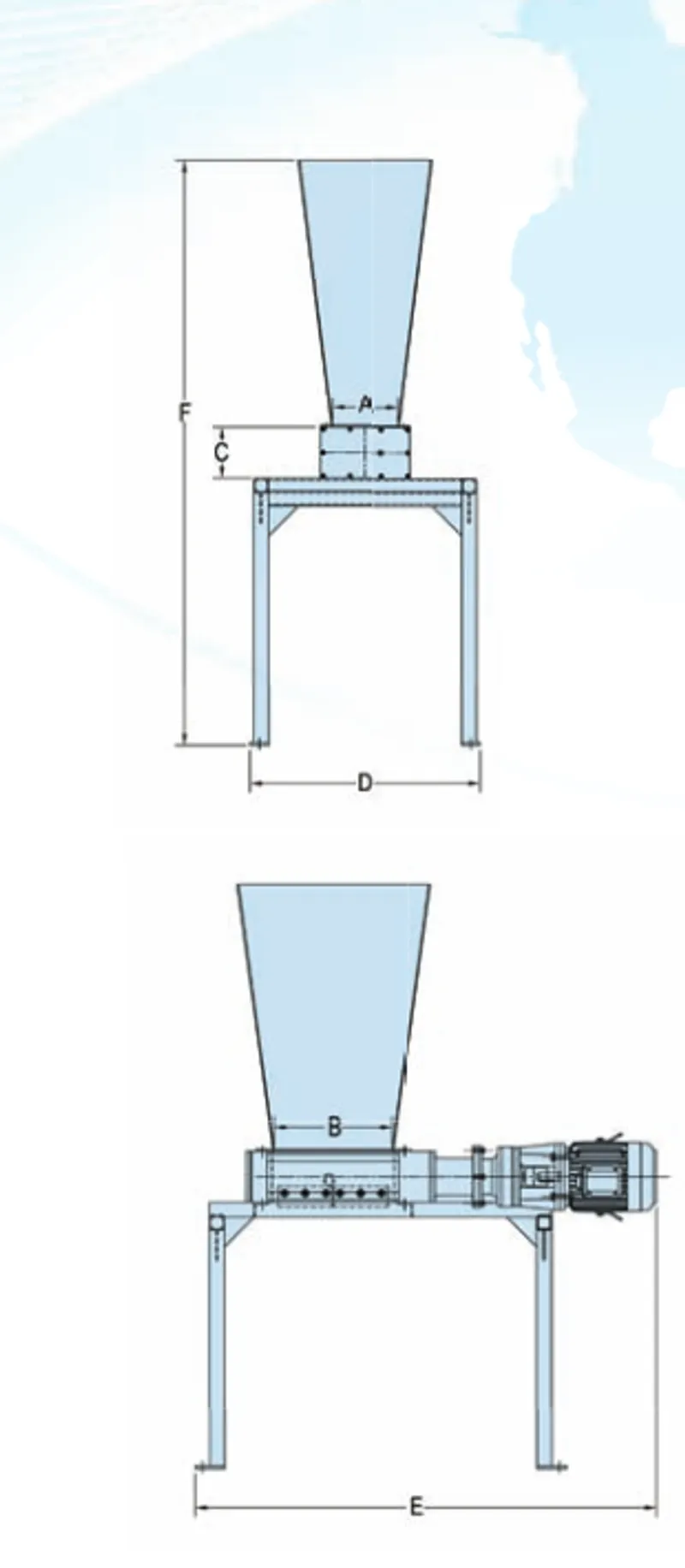 TM8500 Shredder Dimensions Drawing