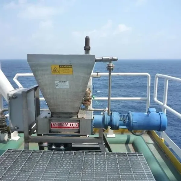 An industrial shredder installed on a large ship