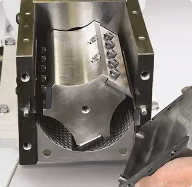 A closeup of an industrial knife mill used for grinding cannabis