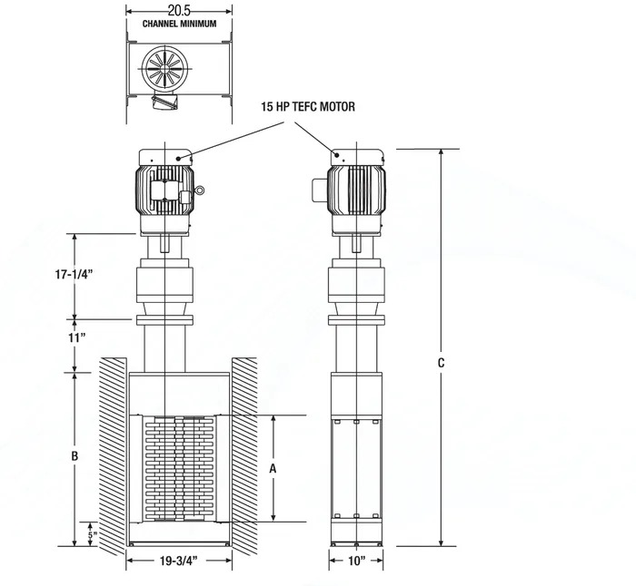TM1600 Dimensions Drawing — Front and Side Views