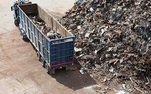 big truck with shredded metals