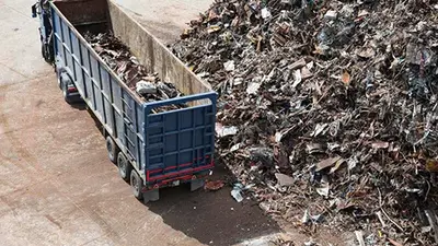 big truck with shredded metals