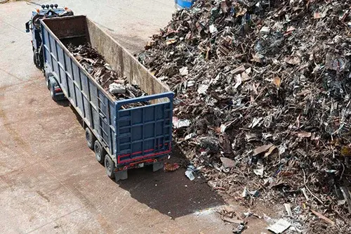 big truck with shredded metals